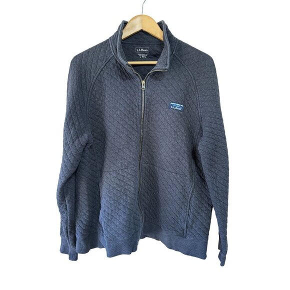 L.L.Bean Men's Quilted Sweatshirt Full-Zip Navy Size Large Regular 513035 - Picture 1 of 8